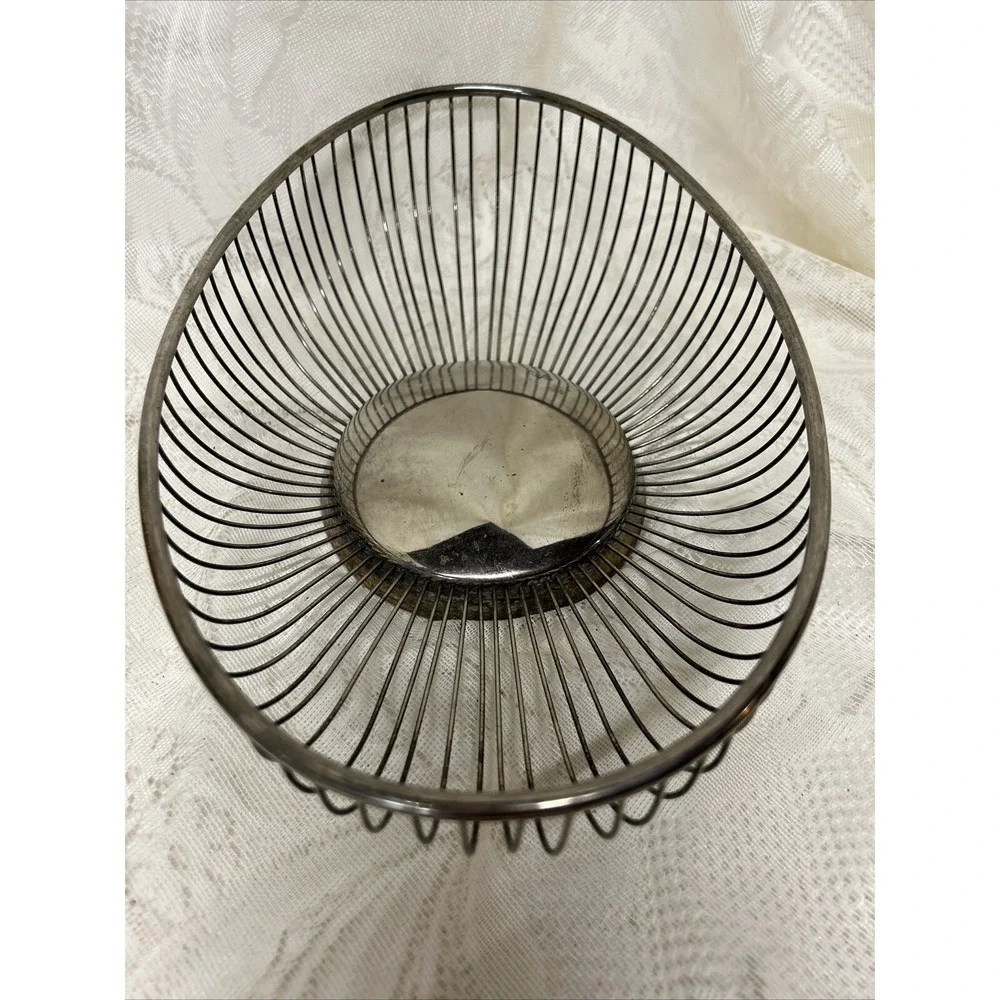 Vintage Oval SilverPlate Wire Bread Fruit‎ Basket Raimond Italy MCM